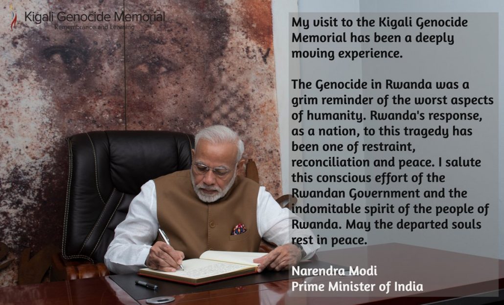 रवांडा के ऐतिहासिक सामूहिक क़बरगाह पर प्रधान मंत्री द्वारा भावभीनी शरद्धांजली