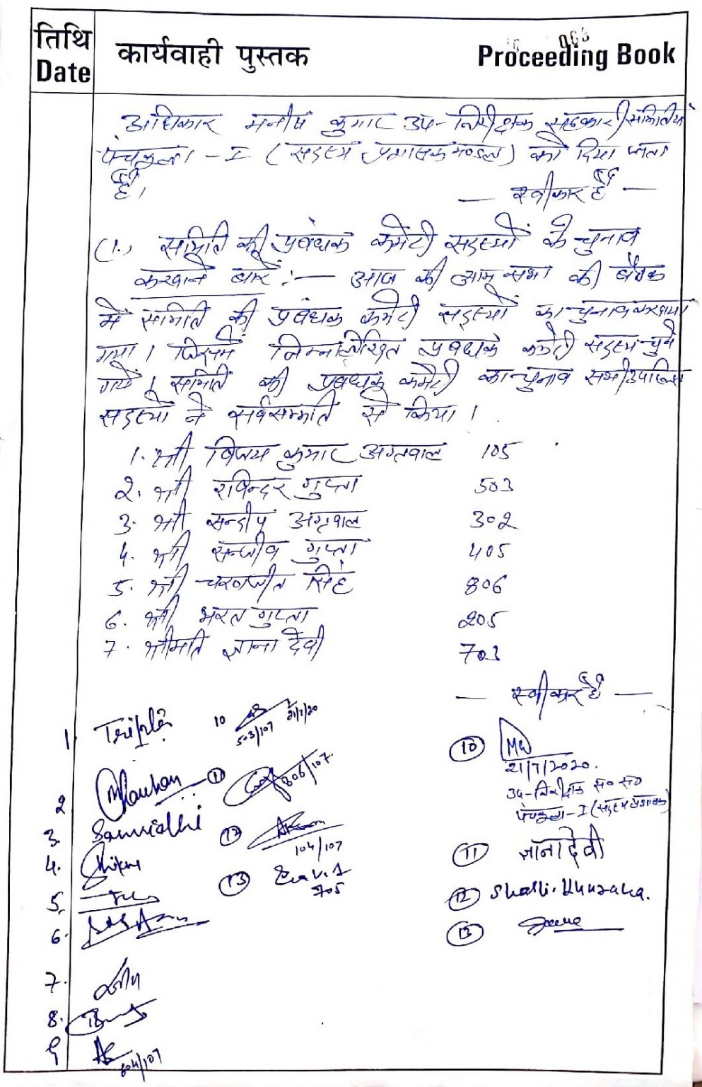 प्रशासक की अध्यक्षता में सोसाईटी का चुनाव सर्वसम्मति से सम्पन्न