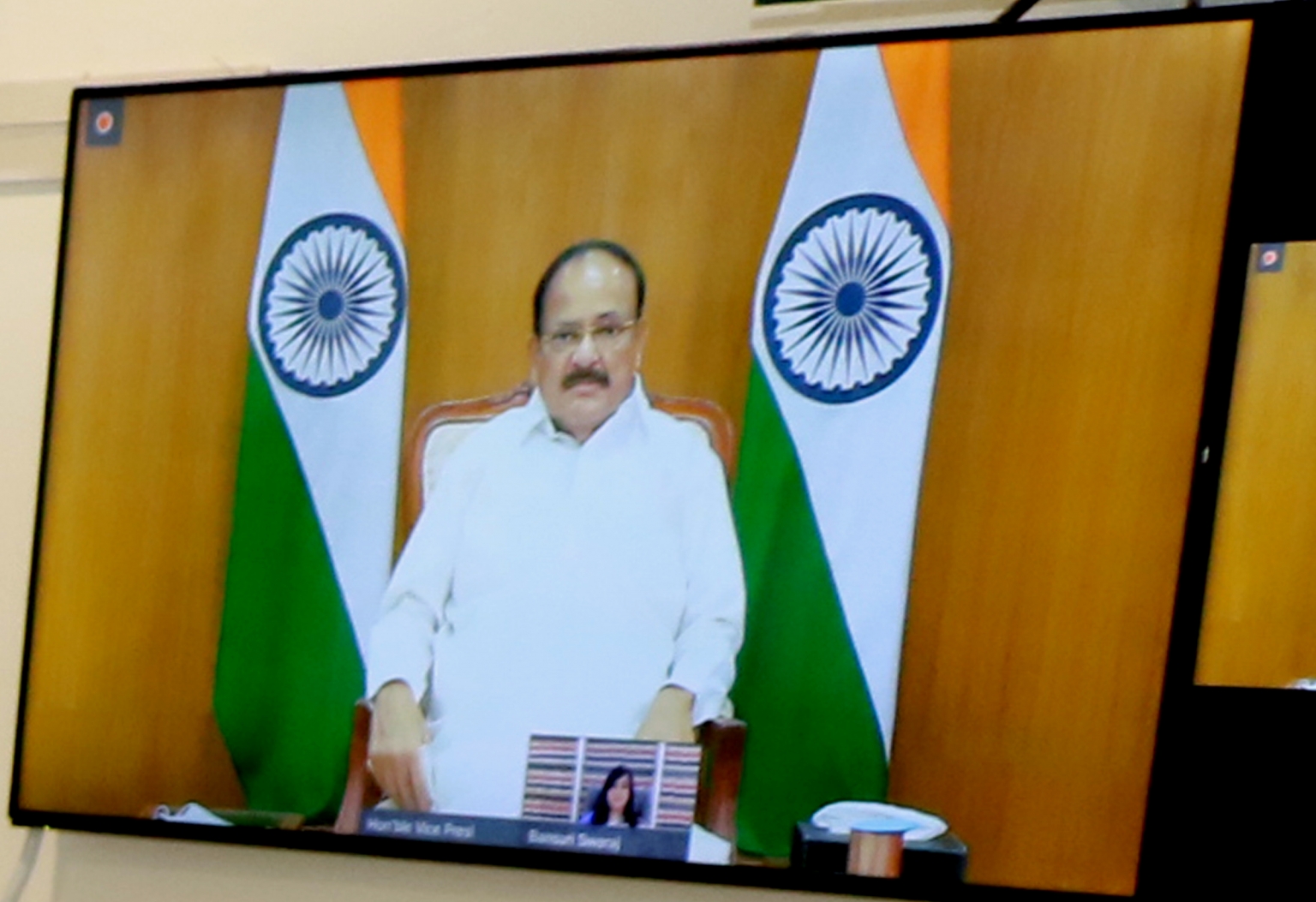 “Sushma Ji was seen as an epitome of Indian culture with a blend of modern thinking and traditional values and always respectful towards seniors” — M. Venkaiah Naidu