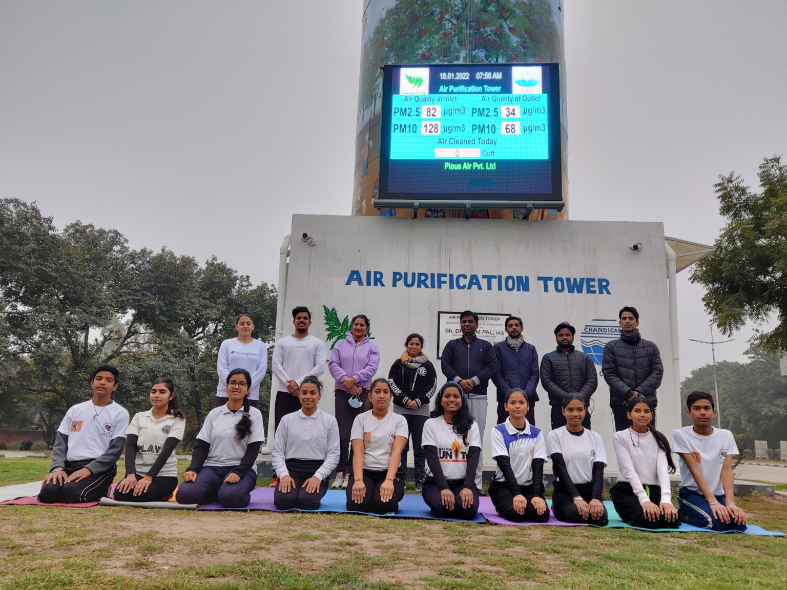 Surya Namaskar performed at Air Purification Tower with association of CPCC