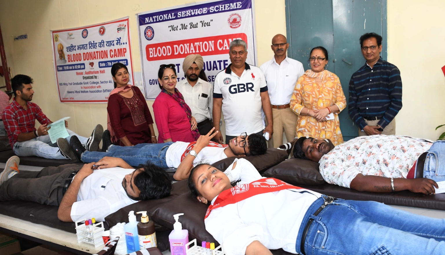 Blood Donation Camp” organised by the NSS Wing of PGGC, Sec.-46  in association with Meena Tribal Welfare Asso.