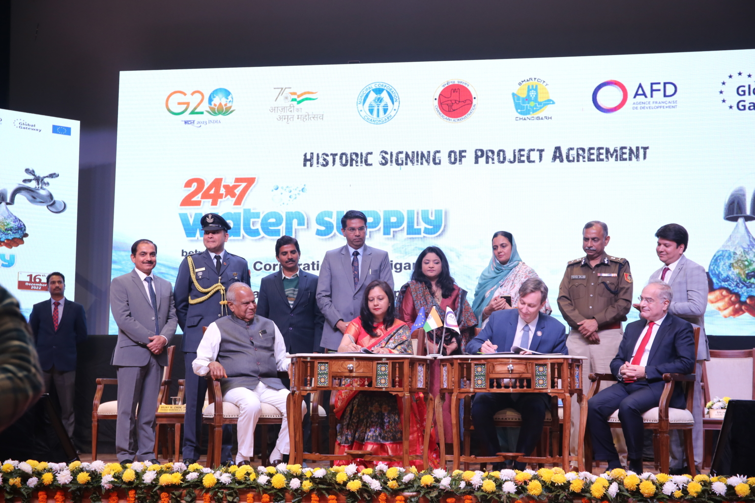 यूरोपीय संघ के समर्थन से नगर निगम और फ्रांसीसी विकास एजेंसी के बीच 510 करोड़ रुपये की 24X7 जल आपूर्ति परियोजना के लिए ऐतिहासिक समझौते पर हस्ताक्षर