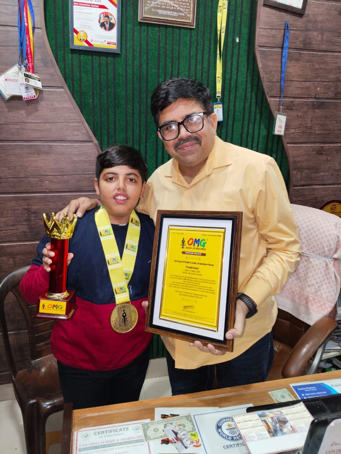 रूबिक क्यूब गेम में प्रभनूर ने किया सिरसा का नाम रोशन Prabhnoor brought glory to Sirsa in Rubik's Cube