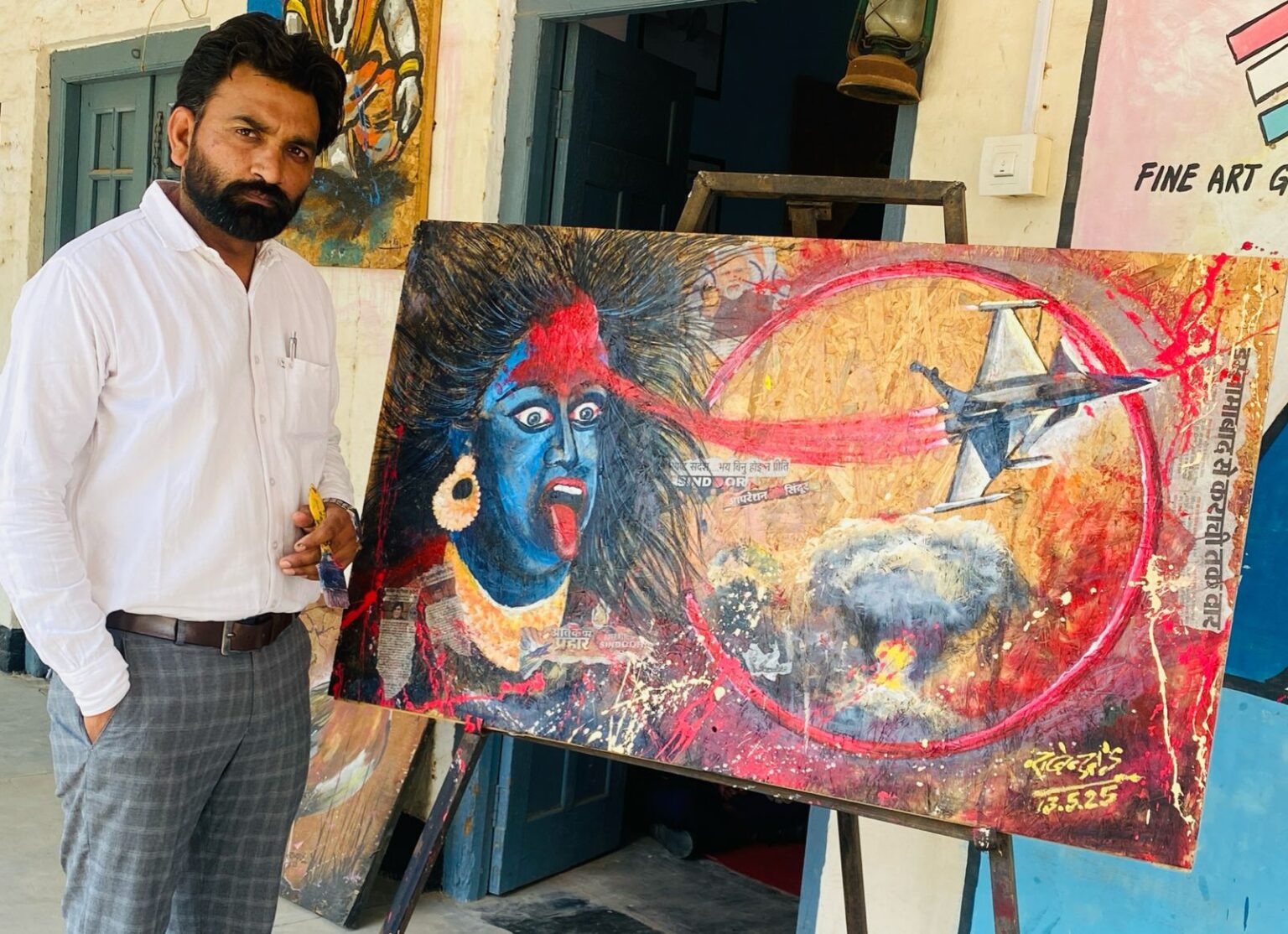 राजेंद्र भट्ट ने ऑपरेशन सिंदूर पर बनाई कलाकृति दा वार आफ पीस Rajendra Bhatt